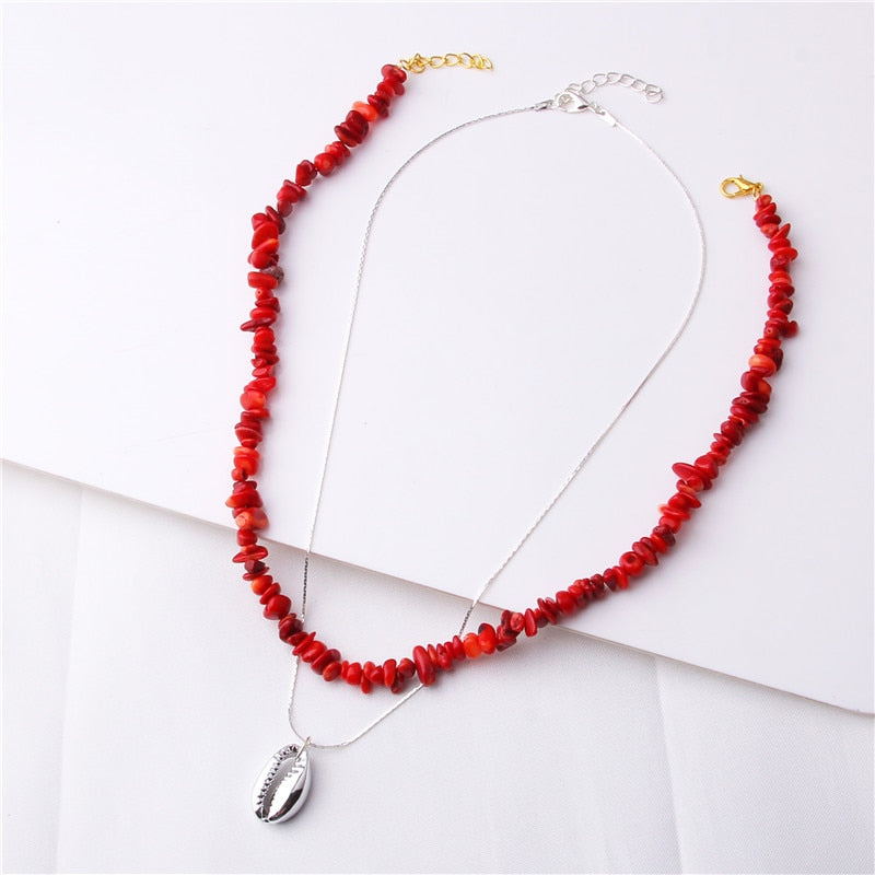 collier Rhodonite bleu pierre rouge corail colliers faits à la main pour les femmes