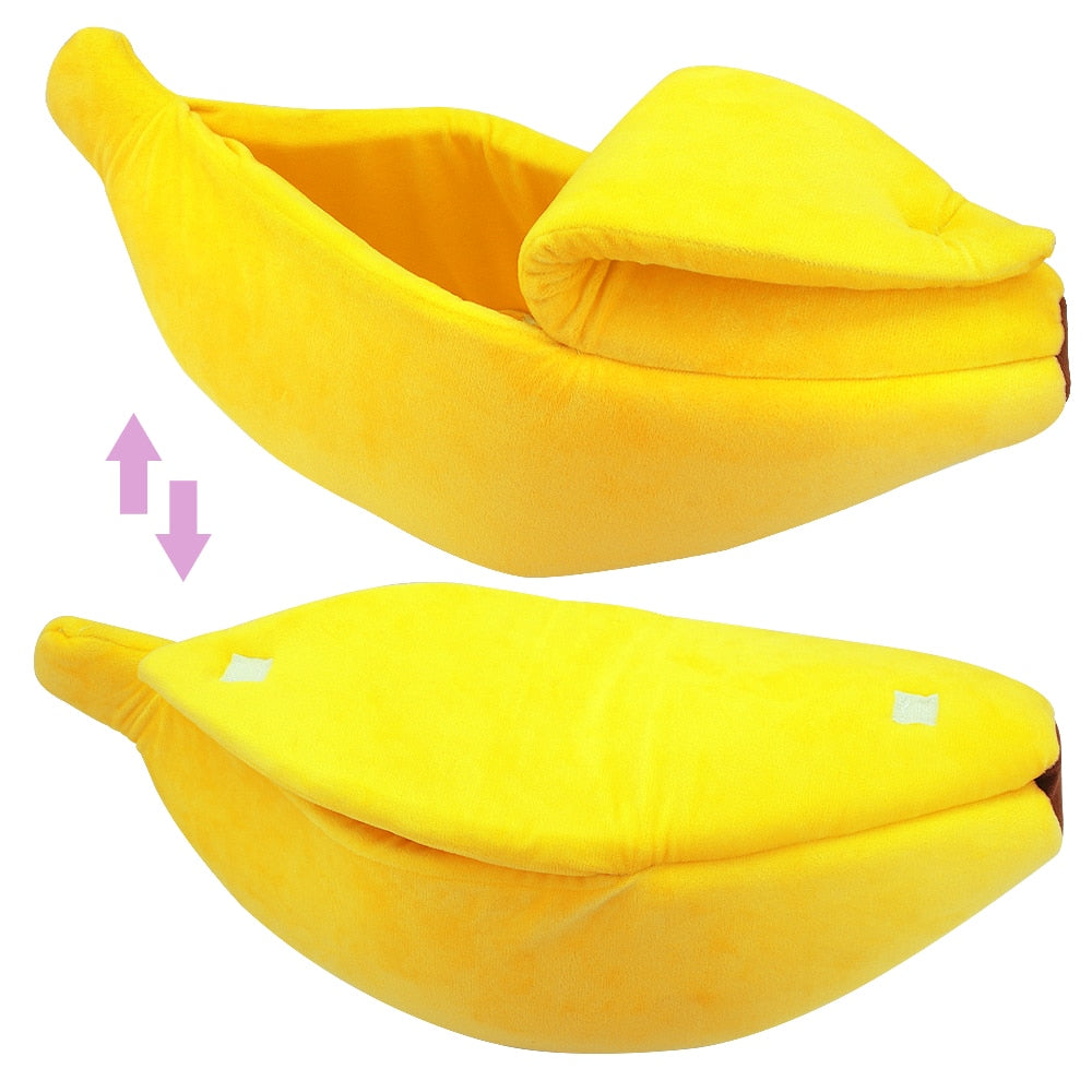 Banane chat lit maison confortable mignon banane chiot coussin chenil chaud Portable panier pour animaux de compagnie fournitures tapis lits pour chats chatons