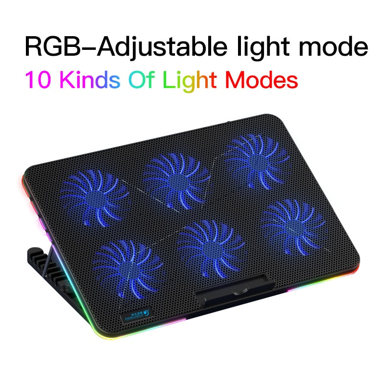 Coolcold RGB lumière Base refroidisseur ordinateur portable Six LED ventilateur 10-15.6 pouces jeu ordinateur portable refroidisseur refroidisseur Pad avec support pour téléphone