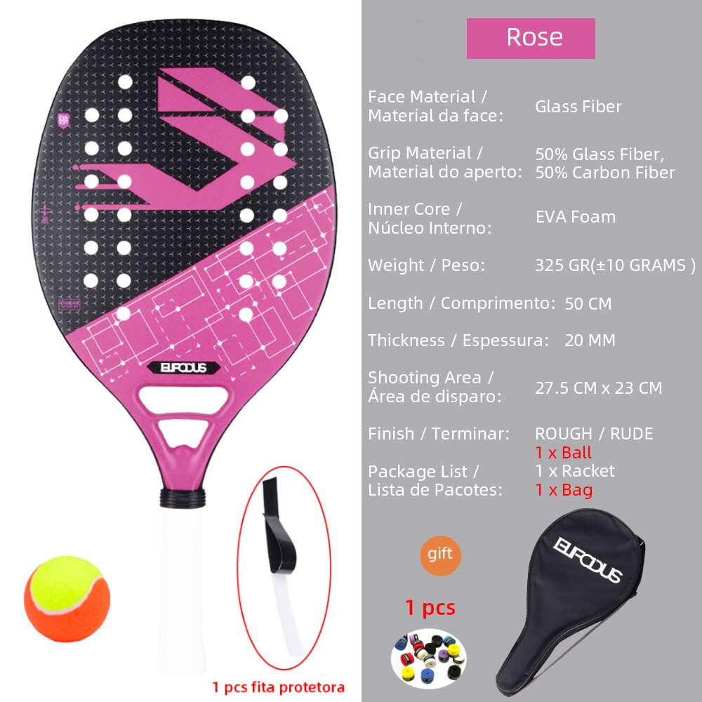 Raquette de Paddle de Tennis de plage,Carbone Professionnel, visage en doux ,équipement de Tennis Padel avec Housse de Protection,pour le Tennis de Plage