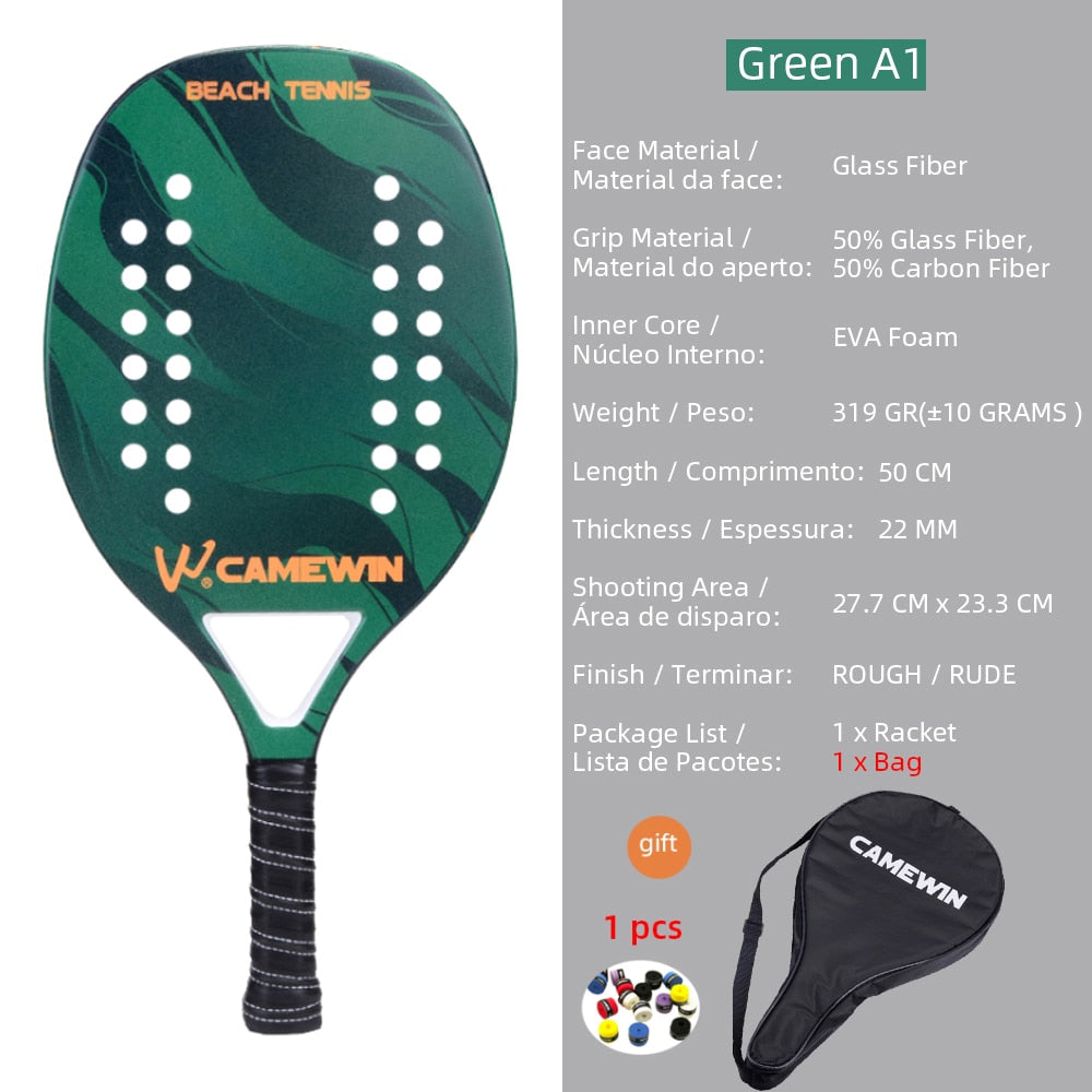 Raquette de Paddle de Tennis de plage,Carbone Professionnel, visage en doux ,équipement de Tennis Padel avec Housse de Protection,pour le Tennis de Plage