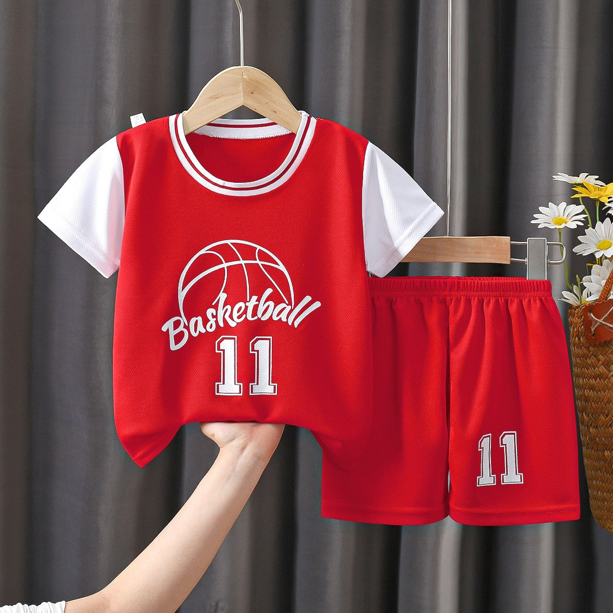 Maillots De Basketball, Tenue Basket Enfant, Gilet Basket Enfant et Shorts Basket Enfant,Maillot de Basket-Ball sans Manches pour Enfants