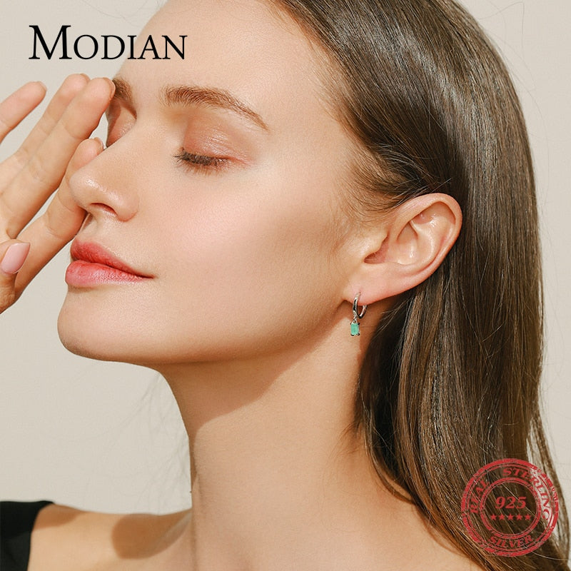 Modian – boucles d'oreilles en Tourmaline pour femmes, bijoux Paraiba rectangulaires en argent Sterling 925, cadeau exquis