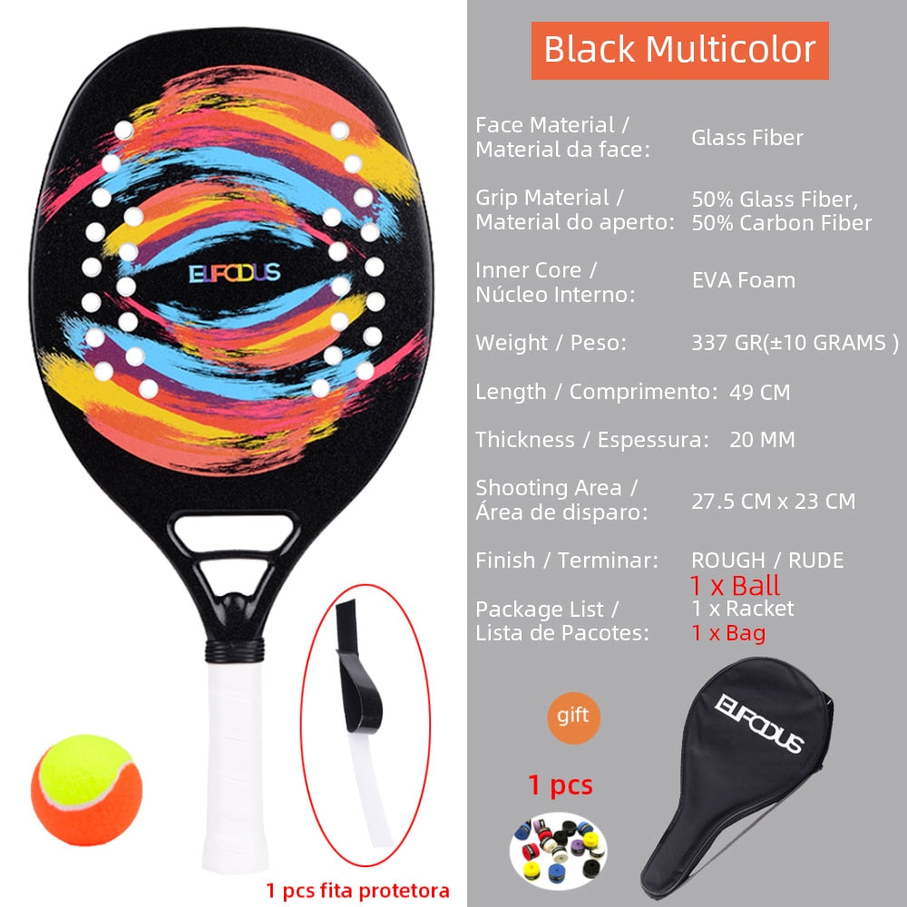 Raquette de Paddle de Tennis de plage,Carbone Professionnel, visage en doux ,équipement de Tennis Padel avec Housse de Protection,pour le Tennis de Plage