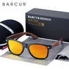 BARCUR haute qualité noir noyer lunettes de soleil Anti-reflet hommes femmes miroir lunettes de soleil mâle UV400 en bois lunettes de soleil