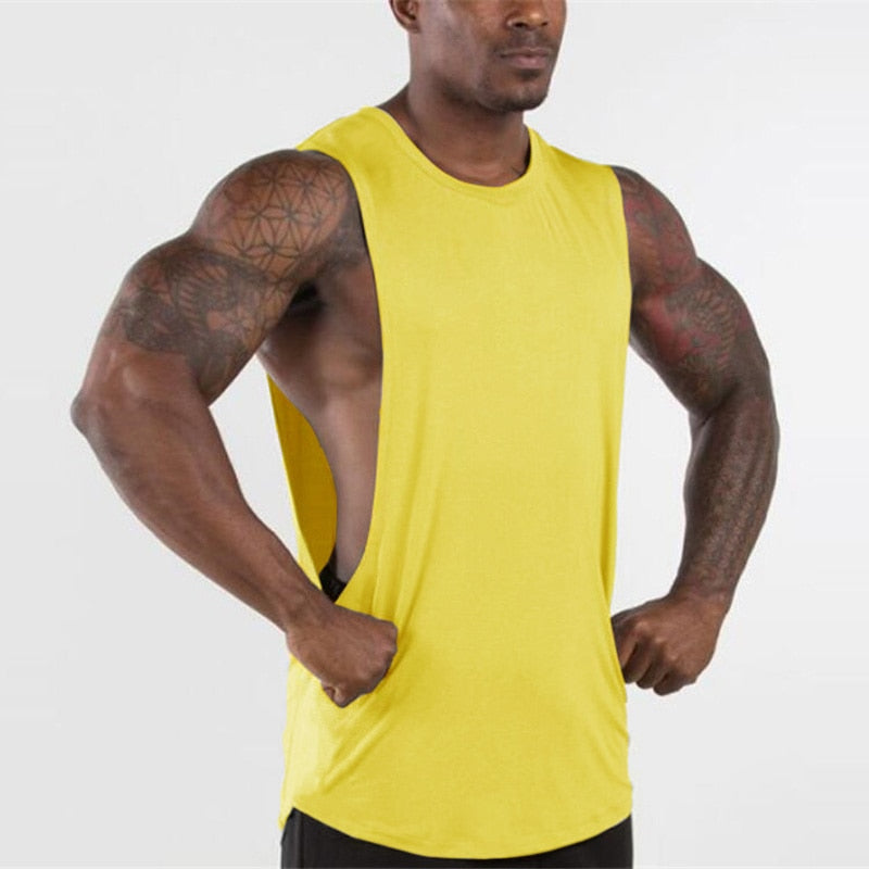 Plaine Débardeur Hommes Gymnases Stringer Manches Chemise Ouverte Côtés Blank Fitness Vêtements Coton Sportwear Muscle Vest Military