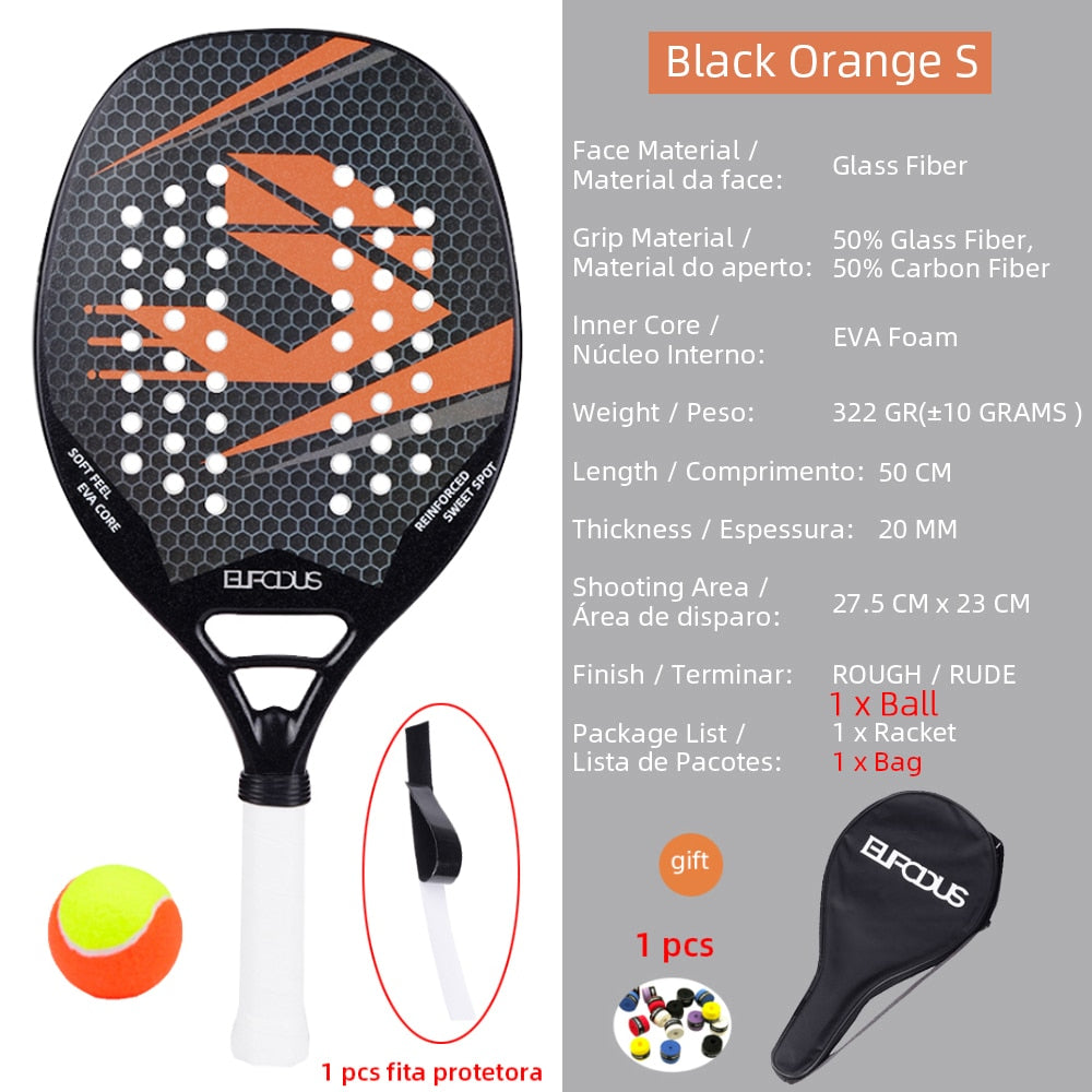 Raquette de Paddle de Tennis de plage,Carbone Professionnel, visage en doux ,équipement de Tennis Padel avec Housse de Protection,pour le Tennis de Plage