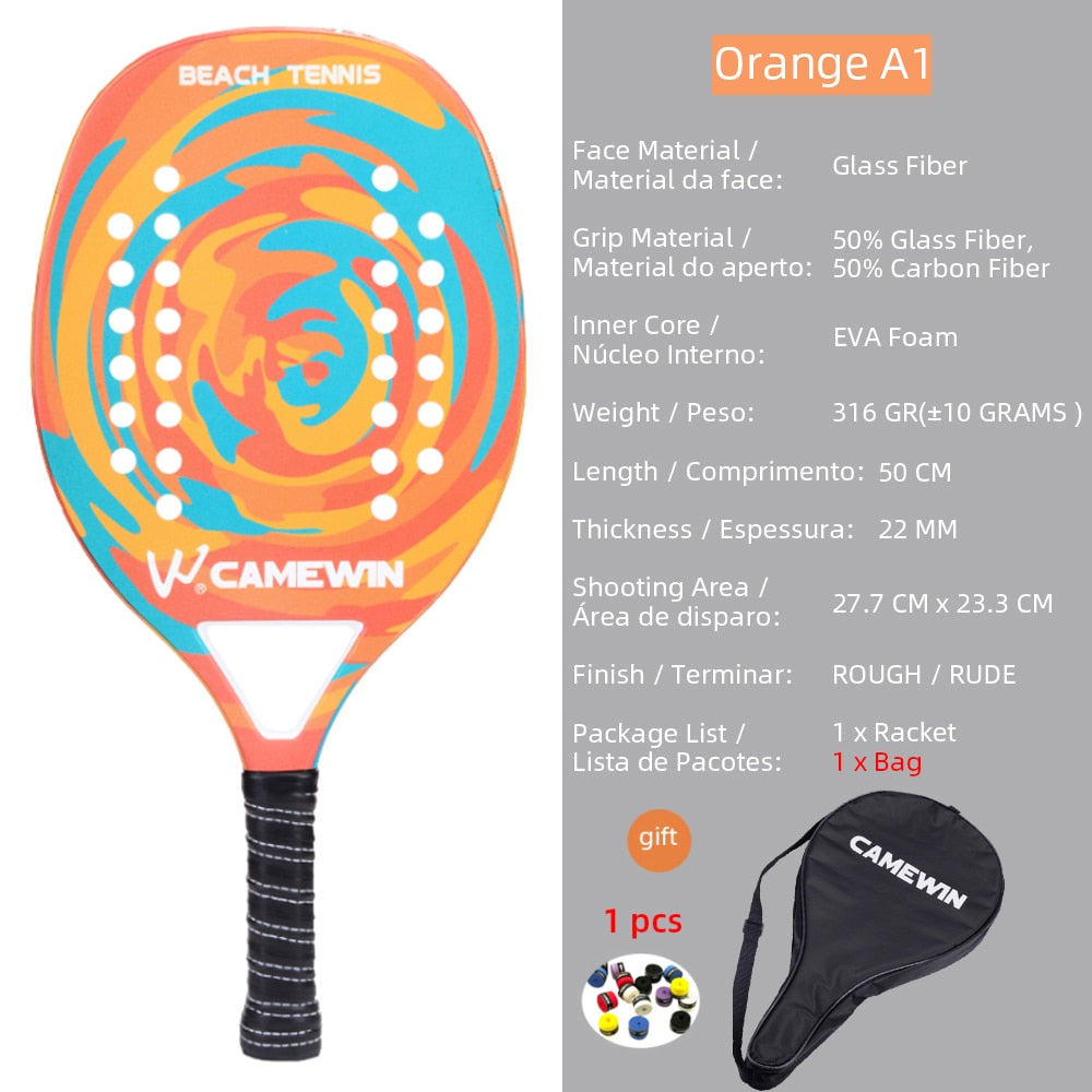 Raquette de Paddle de Tennis de plage,Carbone Professionnel, visage en doux ,équipement de Tennis Padel avec Housse de Protection,pour le Tennis de Plage