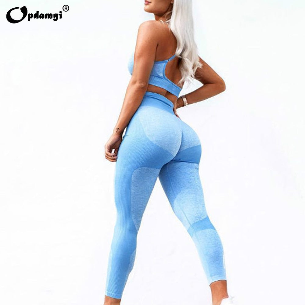 nsembles d'entraînement pour femme 2 pièces taille haute sans couture Leggings athlétiques et soutien-gorge de sport, tenue de yoga pour femme 2 pièces