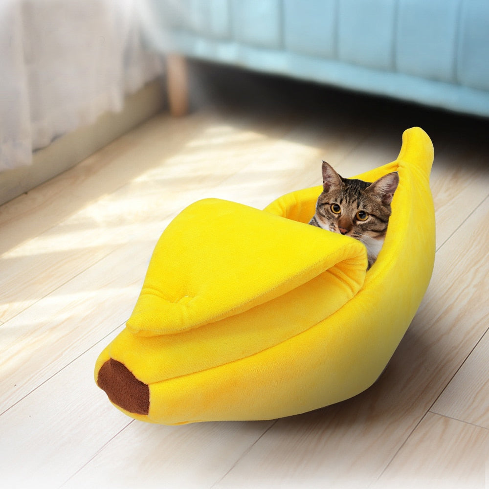 Banane chat lit maison confortable mignon banane chiot coussin chenil chaud Portable panier pour animaux de compagnie fournitures tapis lits pour chats chatons