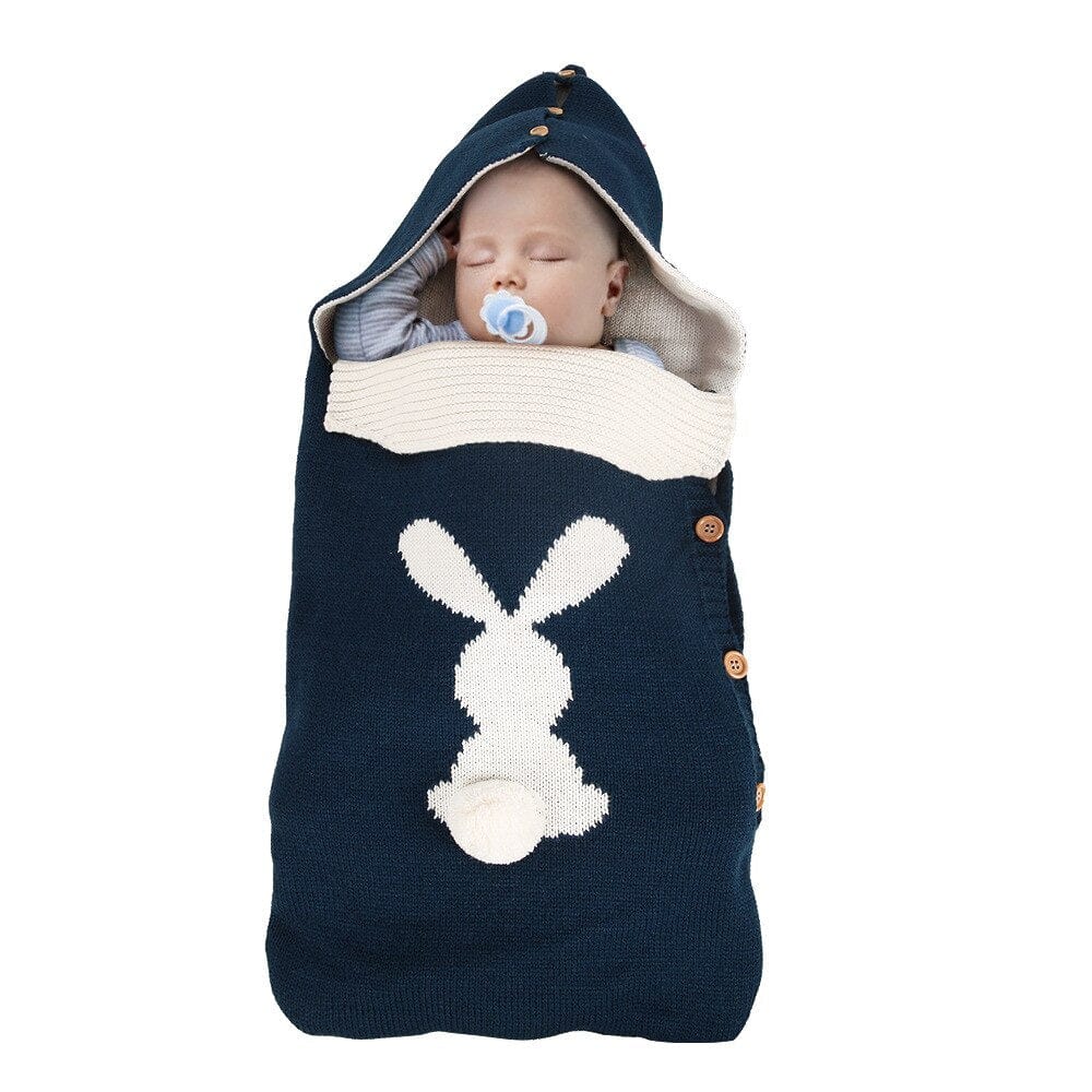Chancelière bébé en laine tricoté lapin
