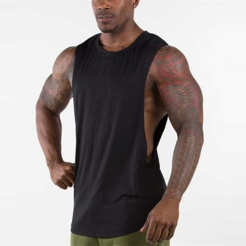 Plaine Débardeur Hommes Gymnases Stringer Manches Chemise Ouverte Côtés Blank Fitness Vêtements Coton Sportwear Muscle Vest Military